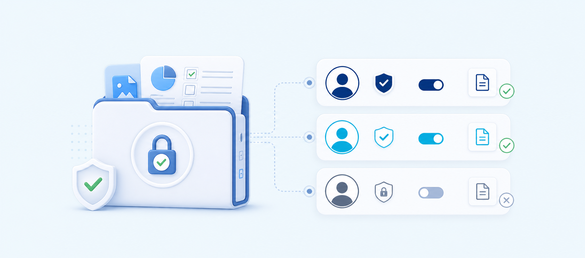 Secure evidence folder connected to role-based permission controls